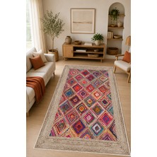 Pelura Halı Dijital Baskılı Kilim Desen Dekoratif Kaymaz Taban Yıkanabilir Salon Halısı