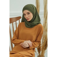 Aisha's Design Dikişli Pileli Pratik Şal,Haki Yeşili,CPS-90