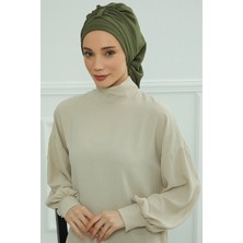 Aisha's Design Pratik Kullanışlı Hazır Türban,Haki Yeşili,HT-90