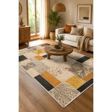 Pelura Halı Dijital Baskılı Dekoratif Patchwork Kilim Kaymaz Taban Yıkanabilir Halı