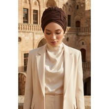 Aisha's Design Pileli Tasarım Şifon Hazır Türban,HT-107,HT-107,Kahverengi