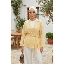 Aisha's Design Kuşaklı Rahat Penye Bone,Beyaz,B-31
