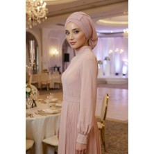 Aisha's Design Pileli Tasarım Şifon Hazır Türban,HT-107,HT-107,Pudra