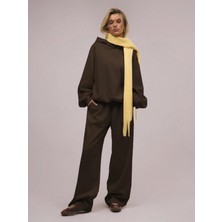 Macklin Unisex Kadın Erkek Baskısız Rahat Kalıp Oversize 3 Iplik Kapüşonlu Hoodie ve Baggy Eşofman Altı