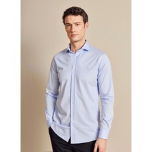 Brooks Brothers Mavi  Erkek Italyan Slim Fit Çizgili Gömlek BBSS26MKN002