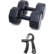 Bemy Ticaret Ps Spor 6 kg Dambıl x 2 Adet = 12 kg + Sayaçlı Ayarlanabilir El Yayı Siyah