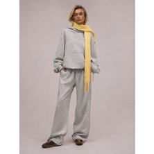 Macklin Unisex Kadın Erkek Baskısız Rahat Kalıp Oversize 3 Iplik Kapüşonlu Hoodie ve Baggy Eşofman Altı