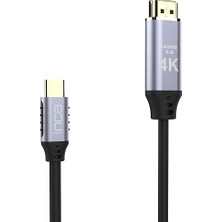 Bemy Ticaret ITCH-02TX Type-C To HDMI 4K 2 Metre Kablo Uzunluğu 4K Hd 3840 2160 30Hz Çözünürlükte Görüntü Aktarımı 1.4 Versiyon Geriye Dönük Uyumlu Type-C Giriş HDMI Çıkış Altın Uçlu