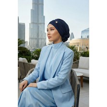 Aisha's Design Aksesuarlı Hazır Türban,Lacivert,HT-95