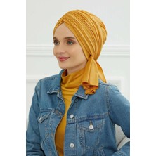 Aisha's Design Büzgülü Penye Bone,B-1,Hardal