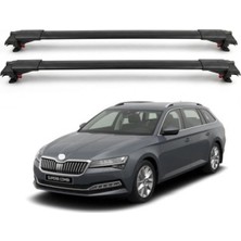 Cross Oto Aksesuarları Skoda Superb Combi Wagon B8 2015-2023 için Ara Atkı Tavan Barı , Araca Özel , Kilitlenebilir Araç Üstü Ekipman Taşıma Barı (2 Adet)