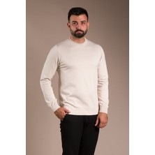 Zeki Özer Erkek Bej Basic Triko Kazak