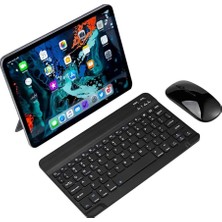 Bemy Ticaret Tab P12 TB370FU 12.7" Tablet Için Uyumlu Slim Şarjlı Türkçe Bluetooth Klavye ve Mouse Seti Siyah