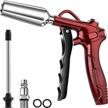 Bemy Ticaret Güçlü Akış Nozulu Yüksek Hacimli Hava Üfleme Tabancası, 4.9 "paslanmaz Çelik Uzatma ve 1/4 '' Standart Hızlı Fiş, Hava Kompresörü Aksesuarları Için Pnömatik Alet ile Retro Kırmızı Hava Memesi Üfleyici