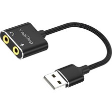 Bemy Ticaret USB Ses Kartı 3.5mm Kulaklık ve Mikrofon Girişli Siyah