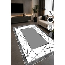 Pelura Halı Çerçeveli Modern Desen Baskılı Kaymaz Yıkanabilir Salon Oturma Odası Mutfak Antre Halısı Yolluk