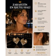 Mianna Kadın Gold Kalp Küpe – Inci ve Zirkon Taş Detaylı Şık Kalp Tasarım Küpe