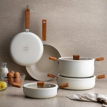 Bemy Ticaret Ceramoni Seramik Wok Tava 28 Cm-Krem