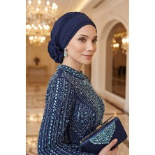 Aisha's Design Zarif Hazır Türban,Lacivert,HT-92