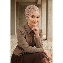 Aisha's Design Büzgülü Penye Bone,B-1,Vizon