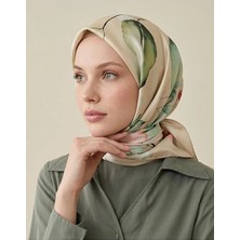 Bushu Çiçek ve Desenli Twill Eşarp
