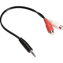 Bemy Ticaret 4227 3.5mm Stereo Erkek Dişi 2rca Tos Ses Kablo Çevirici Adaptör, Siyah