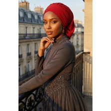 Aisha's Design Pileli Hazır Türban,Kırmızı,HT-91