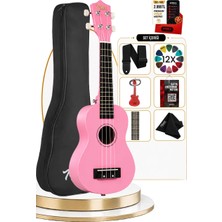 Midex UKX-233PK Pembe Concert Ukulele (Askı Çanta Metod Pena)