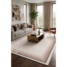 Pelura Halı Modern Çerçeve Desen Baskılı Kaymaz Yıkanabilir Salon Oturma Odası Mutfak Balkon Halısı Yolluk