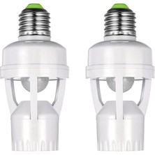 Bemy Ticaret Hareket Sensörlü 2 Parça E27 Lamba Tutucu Adaptörü Insan Varlığı Dedektörü AC100-240V