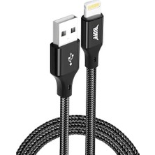 Bemy Ticaret BL71 USB To Lightning 2.4A 1.2m Örgülü Data ve Şarj Kablosu (Siyah)