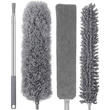 Bemy Ticaret Çok Amaçlı Toz Alma Fırçası Seti, 3 Değiştirilebilir Başlıklı Mikrofiber Temizlik Aparatı, Uzatılabilir Saplı (3 Başlıklı Toz Alıcı)