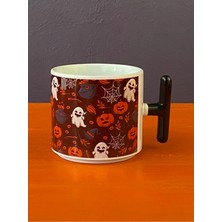 Hepsi Enteresan Karışık Desenli Siyah Zeminli Halloween T Kupa, Cadılar Bayramı Kupası
