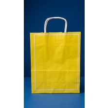 Aybaş Kağıtçılık 1. Kalite 25X12X31 cm (12 Adet) Sarı Kağıt Çanta, Hediye Poşeti, Kına, Düğün, Nişan, Doğum, Günü Çantası