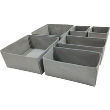 Bemy Ticaret Gri Çekmece Içi Düzenleyici Organizer Set - Çok Amaçlı Dolap Içi Kutu Seti