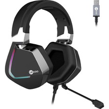 Bemy Ticaret HT402 USB Kablolu Surround 7.1 Rgb LED Aydınlatmalı Çıkartılabilir Mikrofonlu Kulak Üstü Gaming Kulaklık Siyah