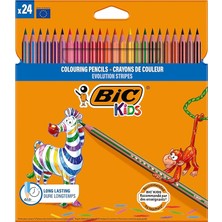 Bemy Ticaret Kids Evolution Stripes Kuru Boya Kalemi, 24'lü Kutu, Kıymık Oluşturmaz, Çiğnemeye Karşı Dayanıklı, Kolay Açılır