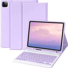 Bemy Ticaret Moveteck Pro 3.4.5.6. Nesil 12.9 Inç Uyumlu Klavyeli Kılıf Kalem Bölmeli Bluetooth Kablosuz Klavye 2022, Lavander, Tek Ebat, Klavyelikılıf-12.9-Lavander