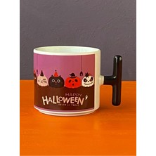 Hepsi Enteresan Happy Halloween Kedili T Kupa, Cadılar Bayramı Kupası, Kedili Kupa