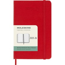 Bemy Ticaret 18 Monate Wochen Notizkalender 2025/2026, P/a6, 1 Wo = 1 Seite, Rechts Linierte Seite, Fester Einband, Scharlachrot