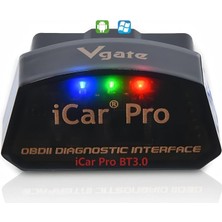 Bemy Ticaret Icar Pro Bluetooth 3.0 Obd2 Kod Okuyucu Obdıı Tarayıcı Tarama Aracı Araba Arıza Kontrolü Motor Işığı Tork Android Için Uyumlu ELM327 Adaptörü ile Uyumlu