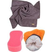 Bemy Ticaret Yıkama Araba Kurulama Araç Cam Temizlik 3'lü Mikrofiber Bez Eldiven Yıkama Seti