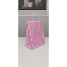 Aybaş Kağıtçılık 1. Kalite 25X12X31 Cm(24 Adet) Pembe Kağıt Çanta, Hediye Poşeti, Kına, Düğün, Nişan, Doğum Günü Çantası