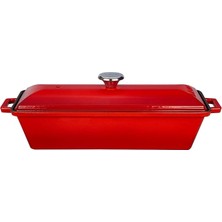 Bemy Ticaret Döküm Ekmek Kabı/terrine, 11X29 Cm, Kırmızı