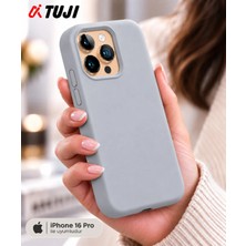 Tuji iPhone 16 Pro Uyumlu 1. Kalite Silikon Kılıf – Kamera Korumalı, Yumuşak Dokulu, Darbe Emici Ince Lansman Kapak, Gri