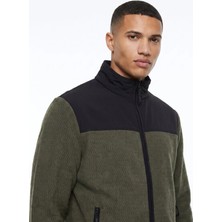 Discovery Expedition D6WM-SWT3746 Haki Dik Yaka Jakarlı Erkek Polar Sweatshırt