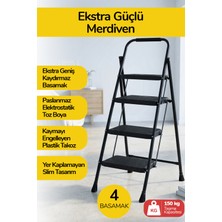 Ironika 4 Basamaklı Katlanır Metal Merdiven Sağlam Gövde Dekoratif Geniş Basamaklı Ev & Iş Merdiveni
