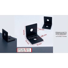Plasfire 25 Li Paket Siyah Metal Köşebent L Braket (16X16 Mm) - Mini Mobilya ve Raflı Düzenleyici Bağlantı Elemanı
