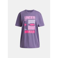 Under Armour Mor Kız Çocuk Baskılı T-Shirt 6009720-520-UA G Block Logo Os Ss