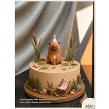 Dailyboo Creates Mum Üfleyen Kapibara Pasta Süsü-Doğum Günü,parti,pasta Süsleme-Figür Oyuncak Capibara
